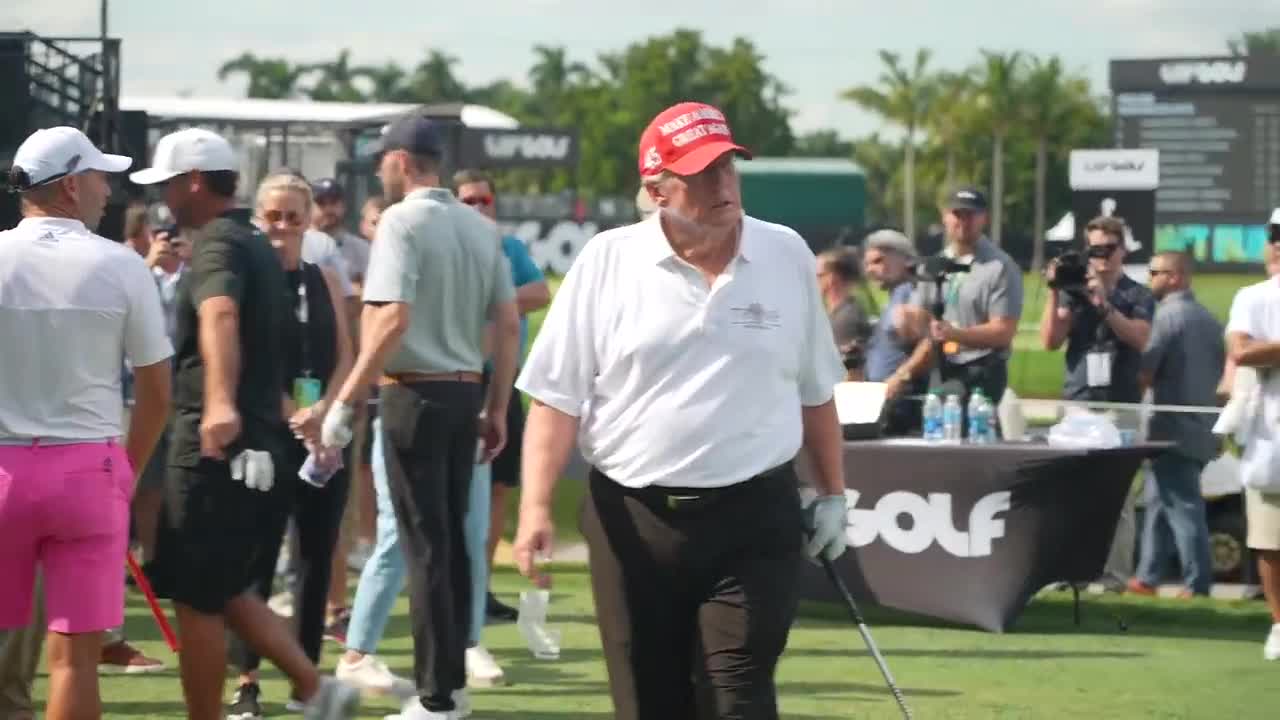 Donald Trump plays golf with Sergio Garcia