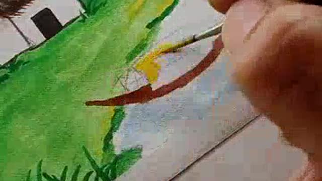 -Poster Colors Village Scenery Drawing l Easy Scenery l #shorts.mp4