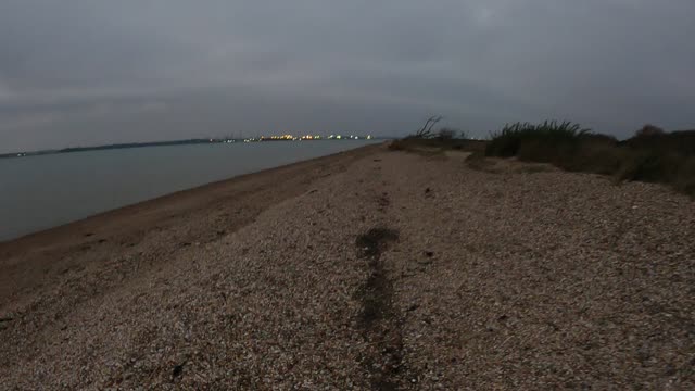 Speedlapse hiking. Coastal. Evening .