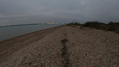 Speedlapse hiking. Coastal. Evening .