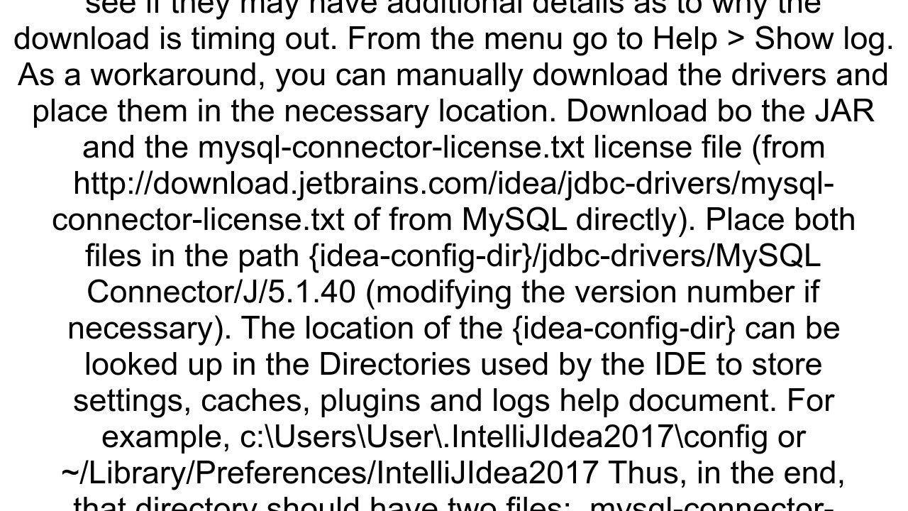 IntelliJ IDEA Unable to download MySqlDriver