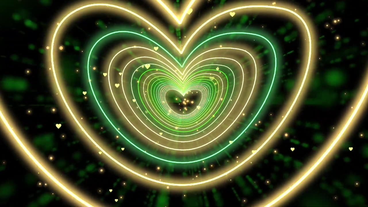 274. Love Heart💚💛Animation Video Neon HeartHeart Background