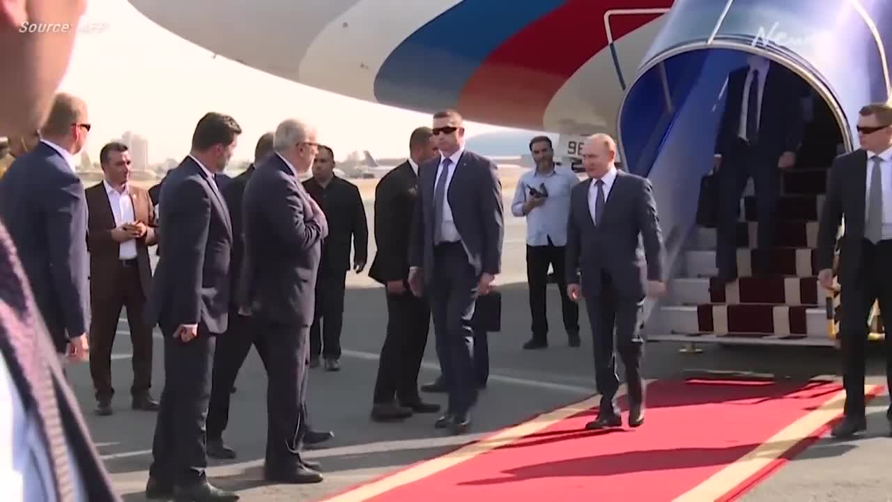 Russia's President Putin looks shaky as he lands in Tehran for Syria summit