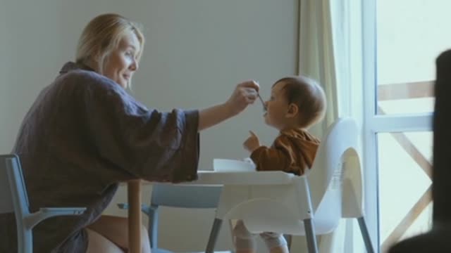 Cute baby eating food