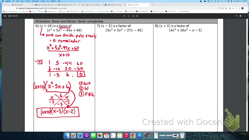 IM3 Alg 2 CC 1.3 Dividing Polynomials