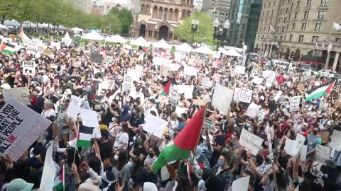 In Boston to protest Israeli airstrikes