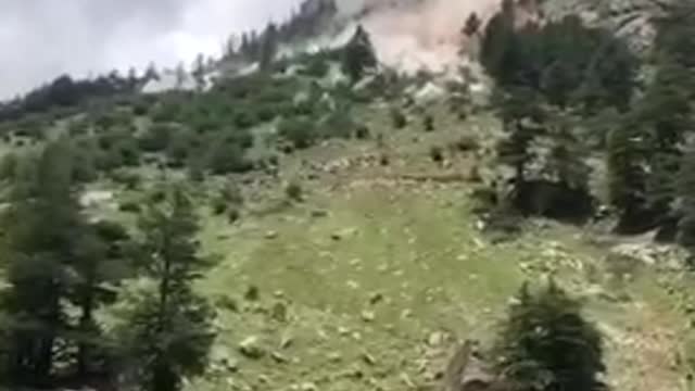 Mudslide with boulders Kinnauar district Himachal Pradesh.