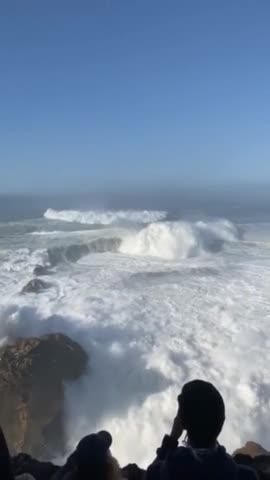 Record breaking waves surfed at Nazare, Portugal