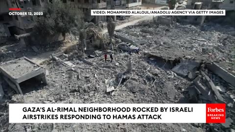 DRONE FOOTAGE- Gaza's Al-Rimal Area Rocked By Israeli Airstrikes In Response To Hamas Attack