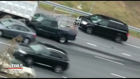 Naked man climbs van after accident