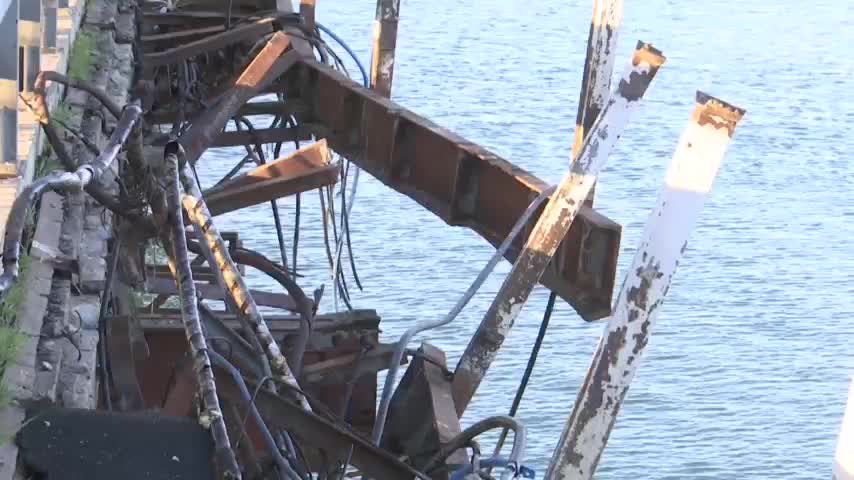 Consequences of missile attack on the railway bridge in Zatoka near Odessa