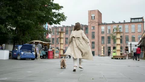 Dog happy moments with owner