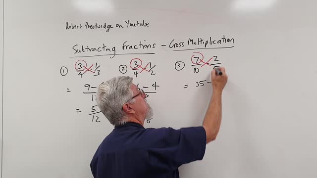 One Minute Math Subtracting Fractions With Cross Multiplication