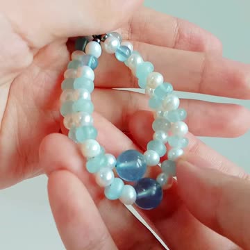 Milky Blue Aquamarine White South Sea Shell Pearl Round Necklace bracelet Earrings Set 01