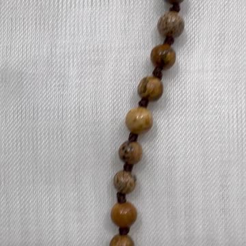 Handmade + Knotting Unique Initial Necklace with Picture Jasper, CZ Letter D