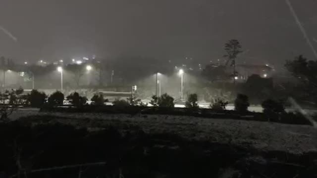 It snows at night in Jeju Island