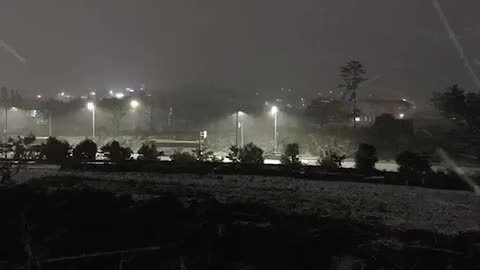 It snows at night in Jeju Island