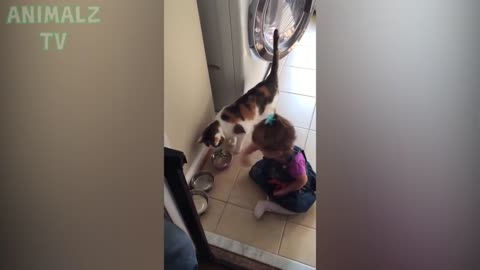 Bebês fofos rir histericamente na compilação de animais de estimação