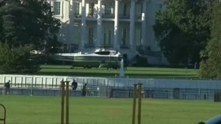 Marine One awaits to take President Trump to Walter Reed Hospital