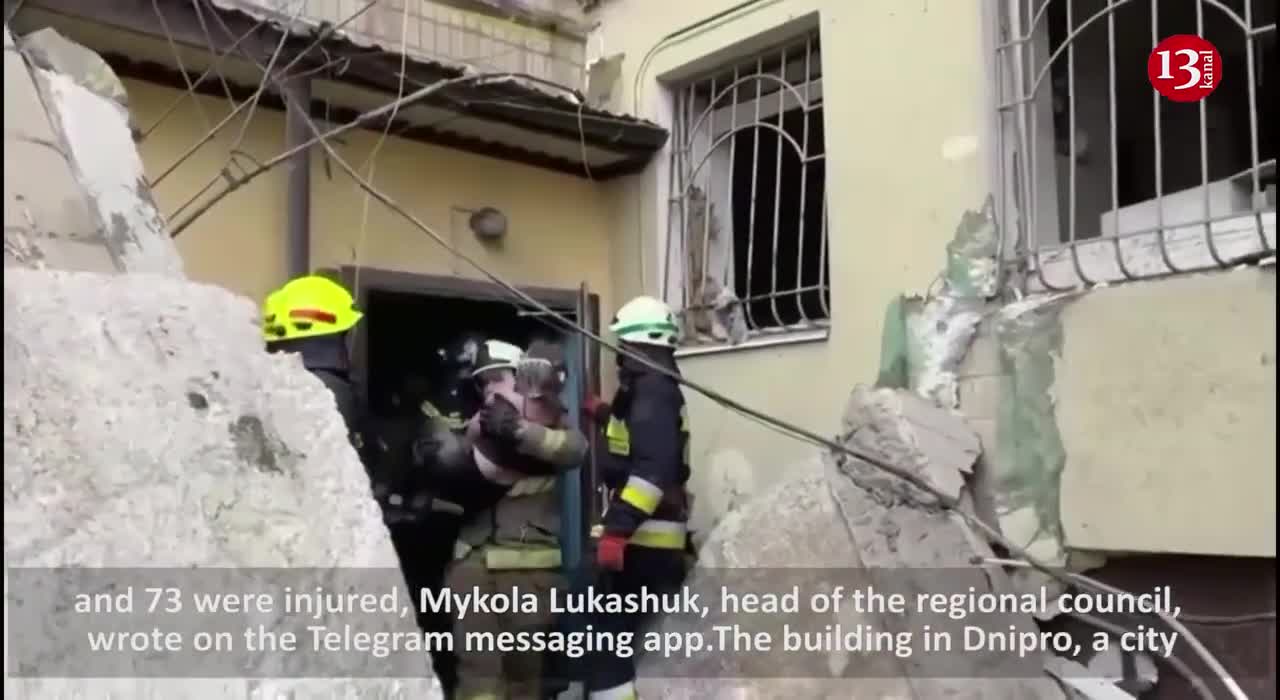 People are rescued from the ruins of a building in Dnieper in such conditions