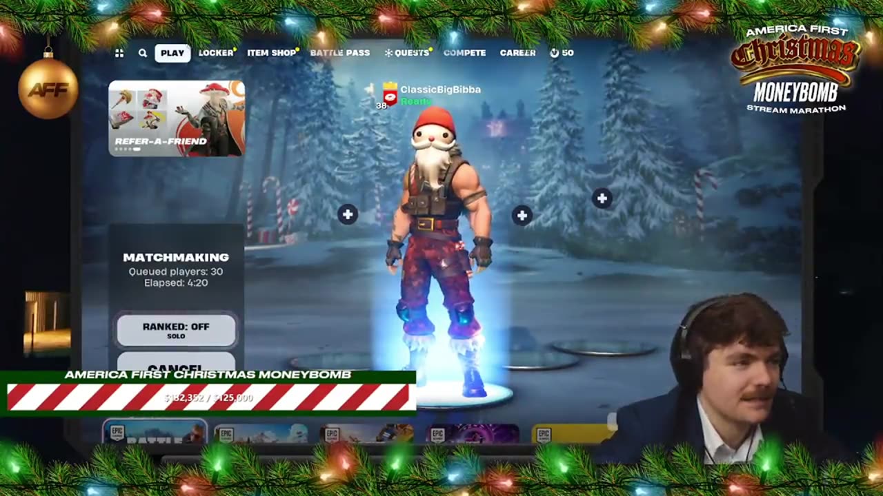 America First Christmas MONEYBOMB Marathon Stream Fortnite Tournament round 1