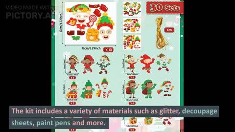 30 Pcs DIY Christmas Craft Make Your Own Ornament for Kids Christmas Arts and Crafts DIY (Elf)