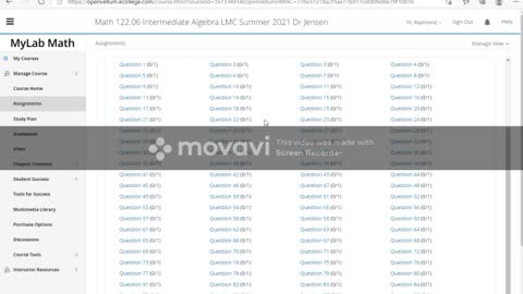 Math 122 Intermediate Algebra LMC Dr Jensen - Mylabs tutorial