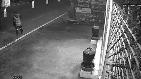 Street Sweeper Shocked After Narrow Miss