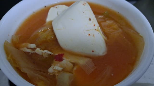 Soft tofu kimchi stew.