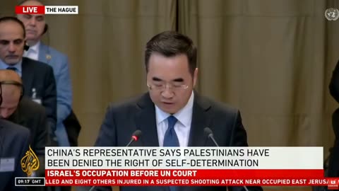 Chinese representative speaks at the ICJ. Israeli occupation.