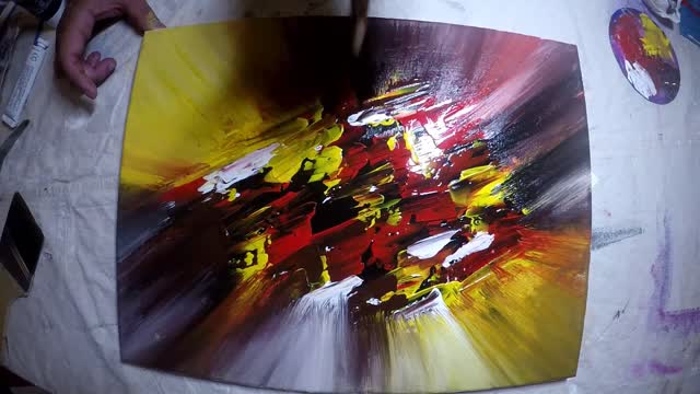 Big Bang - Simple Abstract Painting using Brush and Palette Knife