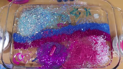 _MOON_ Mixing'PinkBlue' Eyeshadow,Makeup more GLITTER Into Slime.★ASMR★Satisfying Slime Video