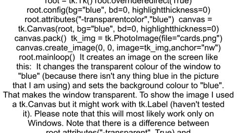 Displaying a transparent PNG image without window in Python
