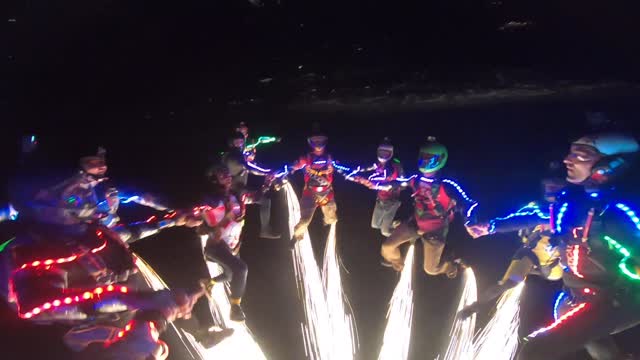 Skydivers Put on a Pyrotechnic Performance at Night