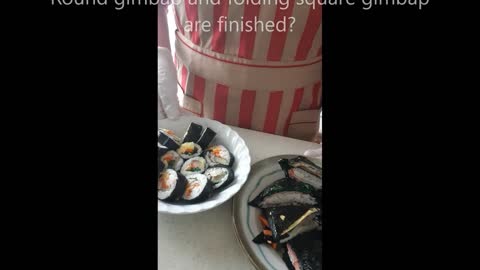 Gimbap, folding square gimbap