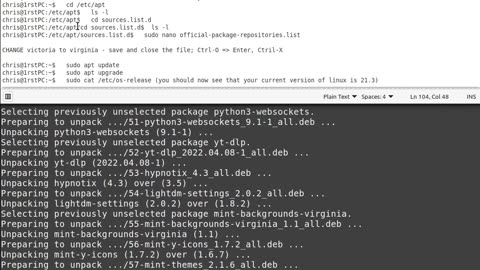 Video 005 - How to upgrade Linux Mint 21.2 to Linux Mint 21.3 using the terminal