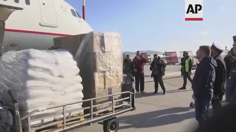 Planes with aid for Ukraine loaded at Athens airport