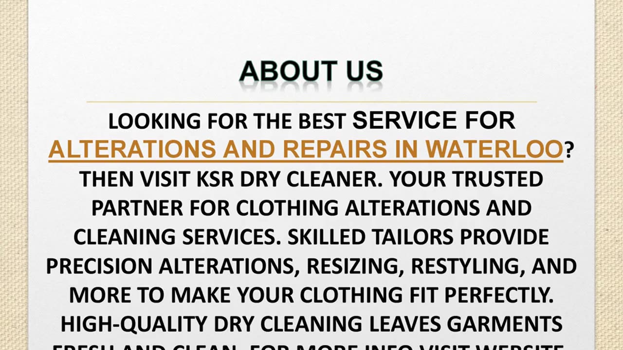 Best service for Alterations and Repairs in Waterloo