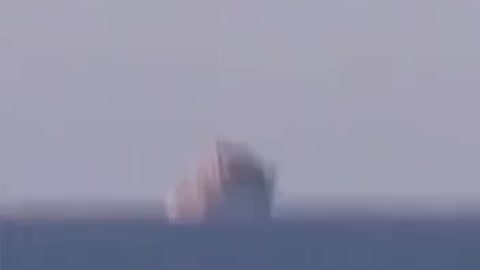 Video of Moscow cruiser getting hit by missle.