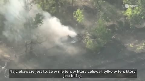 Direct artillery hit on a Russian tank