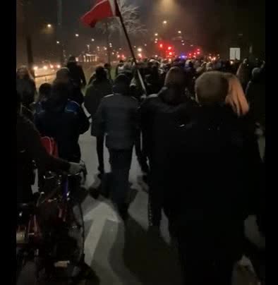 Denmark full protest at night. fireworks