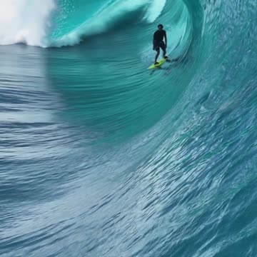 DRONE VIEW OF MATAHI DROLLET AT TEAHUPOO HUGE TOW IN WAVE IN SLOWMOTION