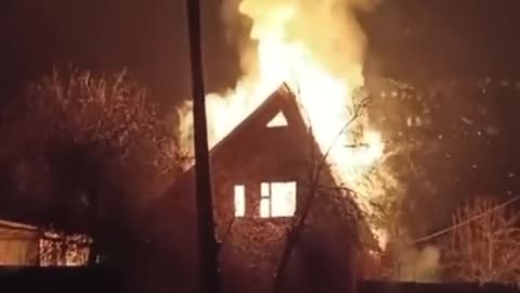 House Being Used as Russian Ammunition Depot Catches Fire(Glushkovo, Kursk)