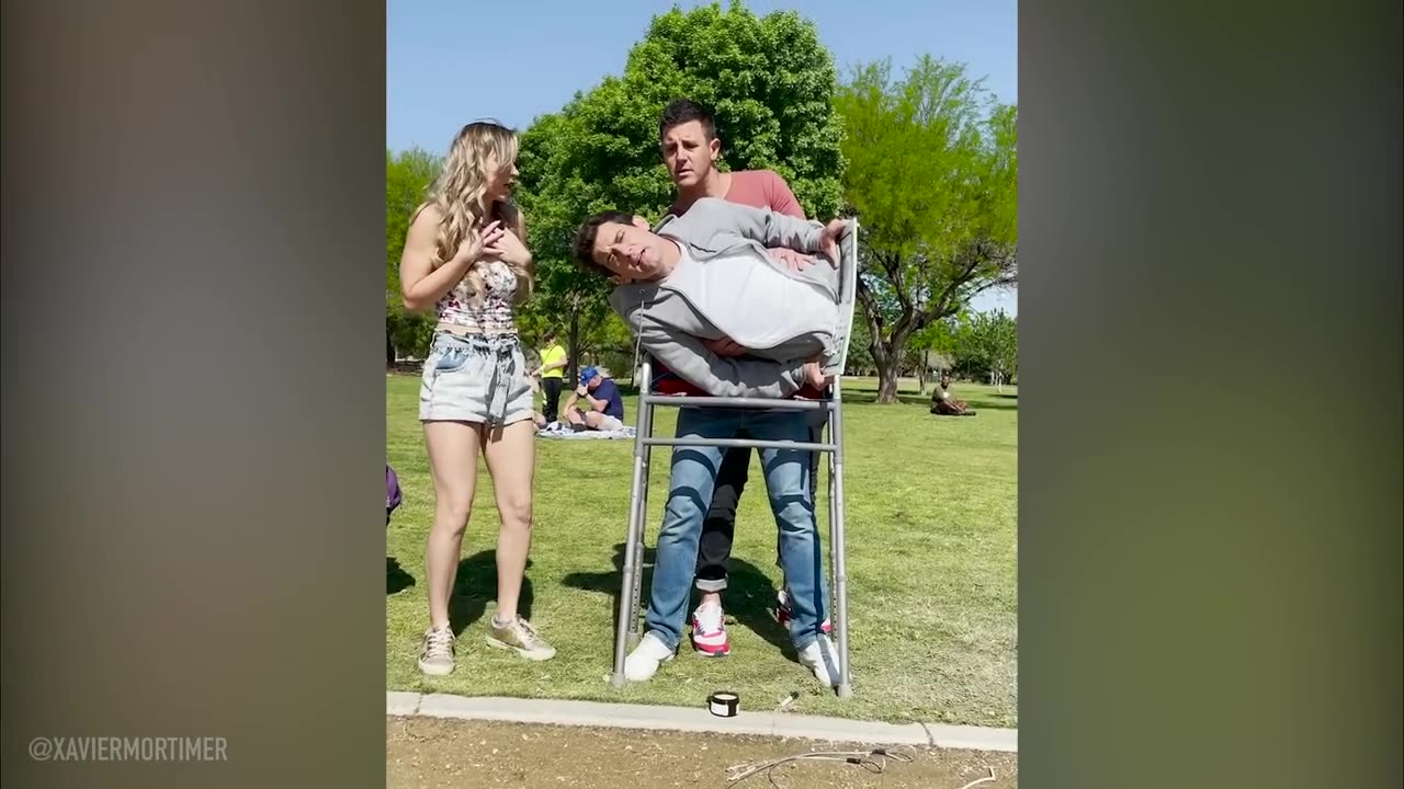 funny man cut in half on a bike