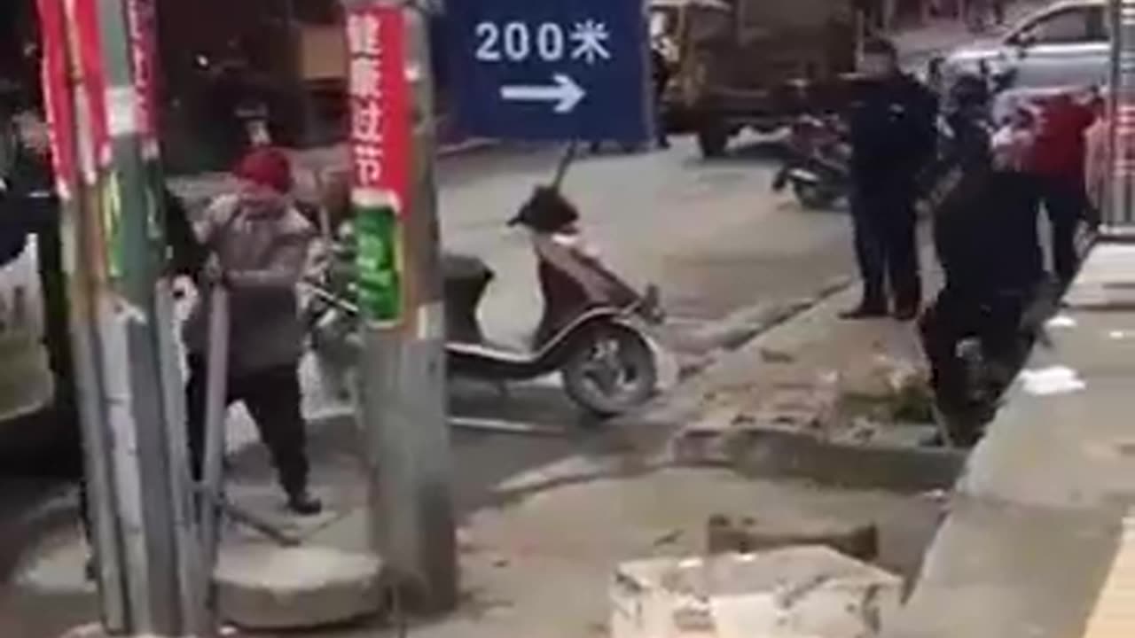 A couple of city cops brutally chased an old man away.