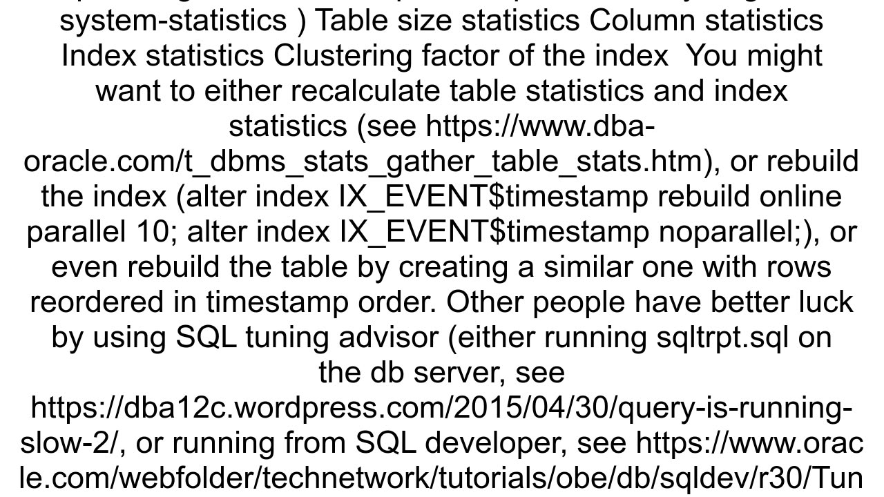 Indexing not working with column using range operations in oracle