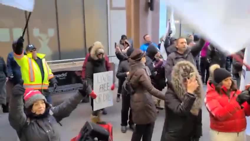 Freedom Rally at Toronto Police Headquarters, Canada, Monday January 10th 2022