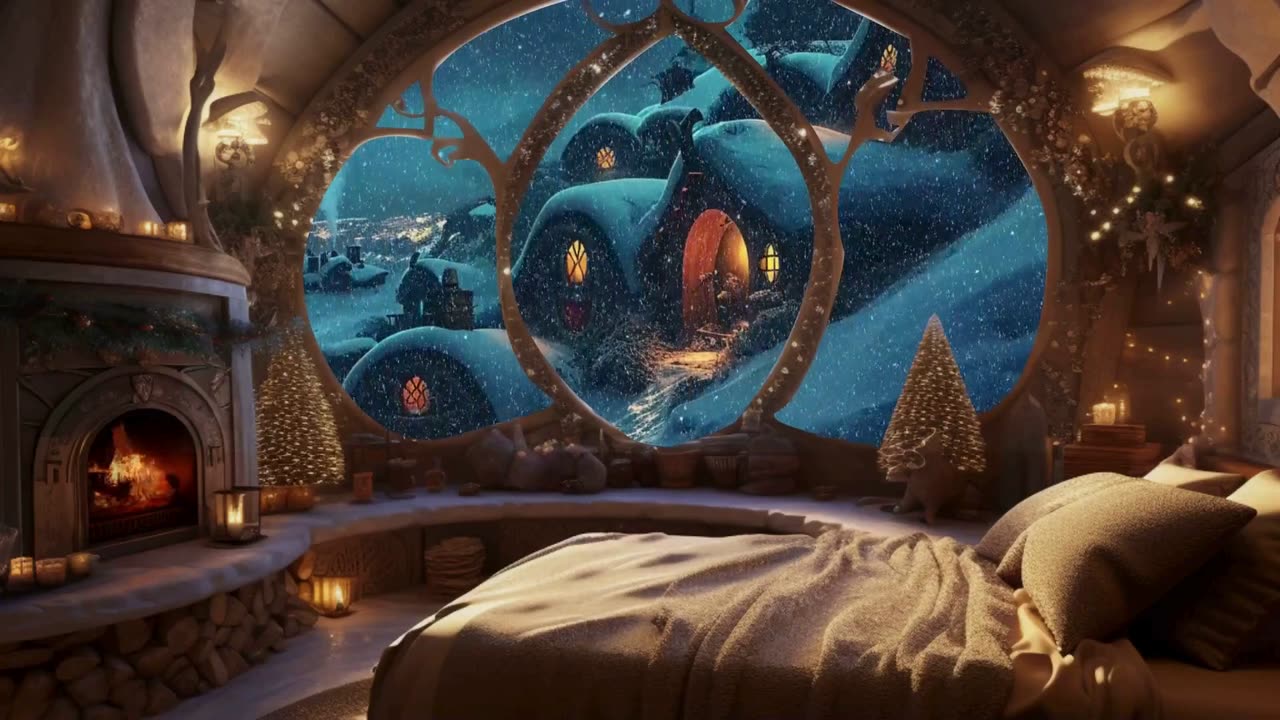 1 Hour Sleep Bliss: Hobbit Home Harmony with Snow, Wind, and Custom ASMR