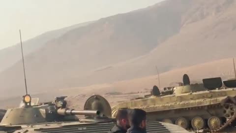 Dozens of armored vehicles abandoned by the Syrian military.