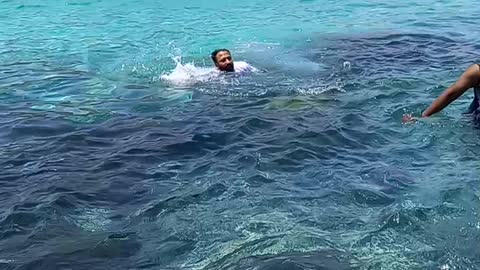 Swimming in beach